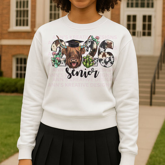 Senior Spirit Graphic Sweatshirt | Western Bull Design