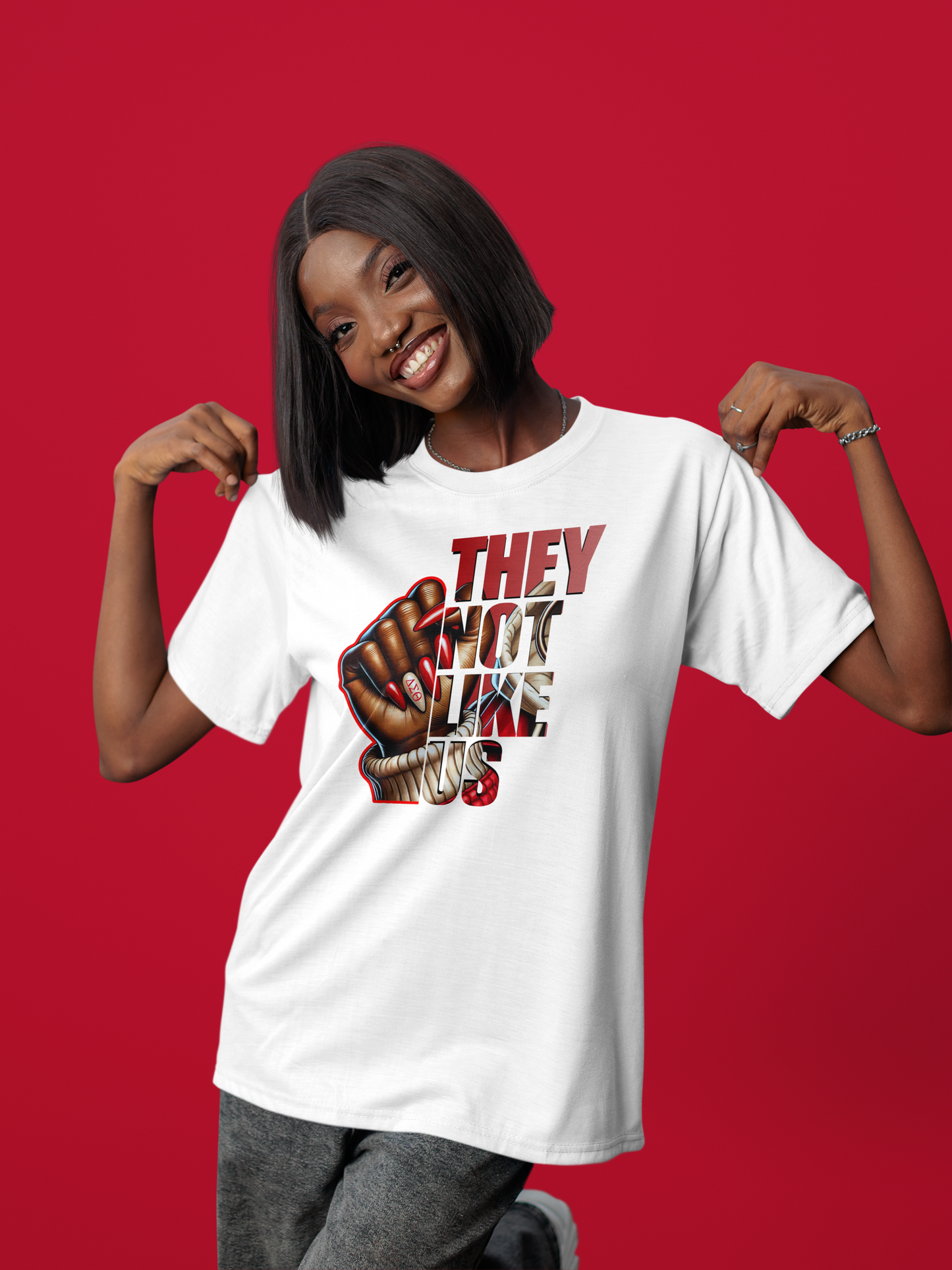 They Not Like Us Graphic Tee – Delta Inspired Fist Shirt – Unisex Cotton T-Shirt