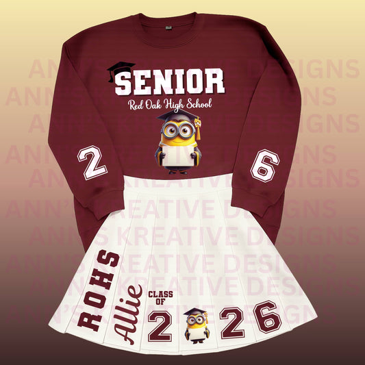 Senior Spirit Graphic Sweatshirt- Cartoon Design