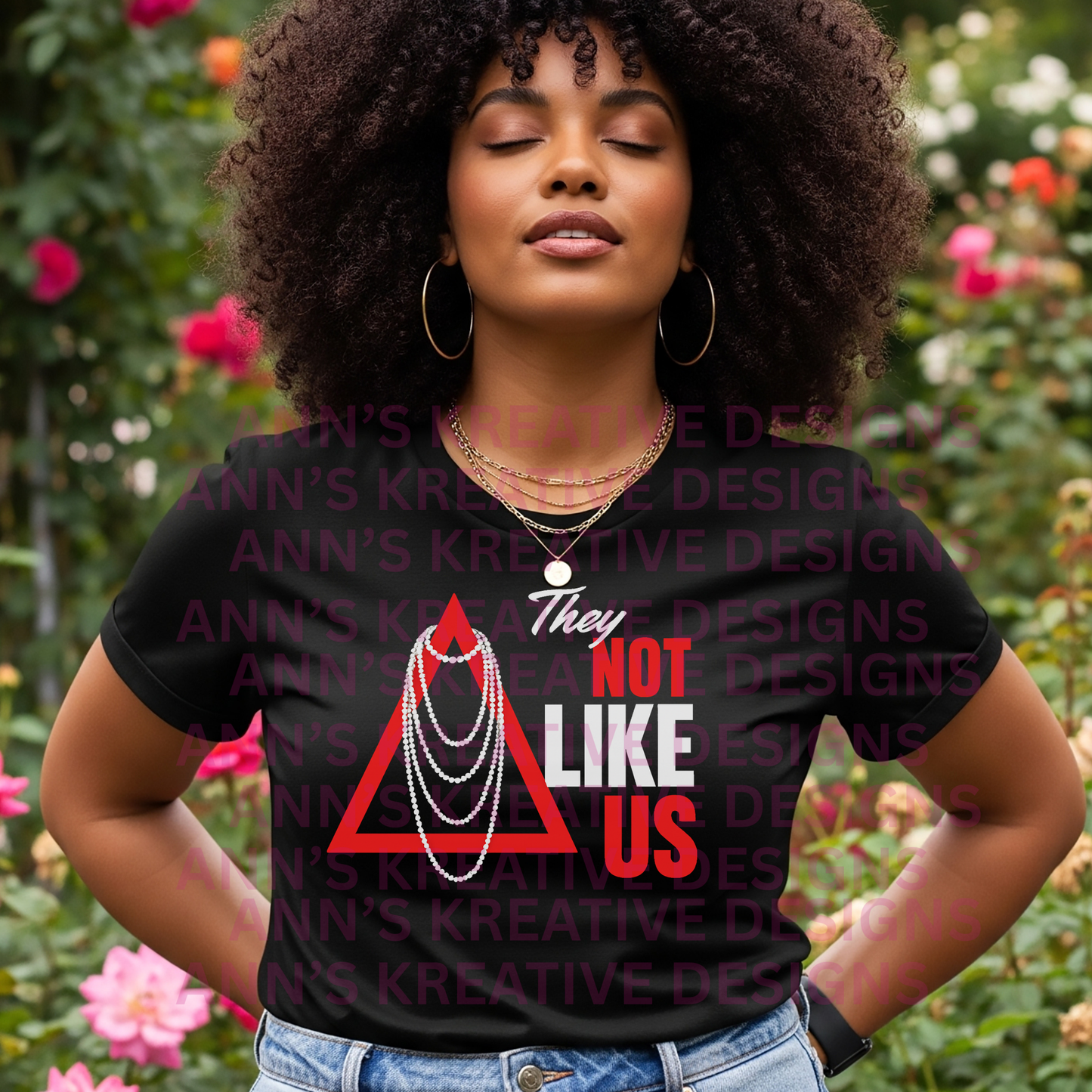 They Not Like Us Delta Inspired Graphic Tee – Triangle & Pearls Sorority Shirt – Unisex Cotton T-Shirt