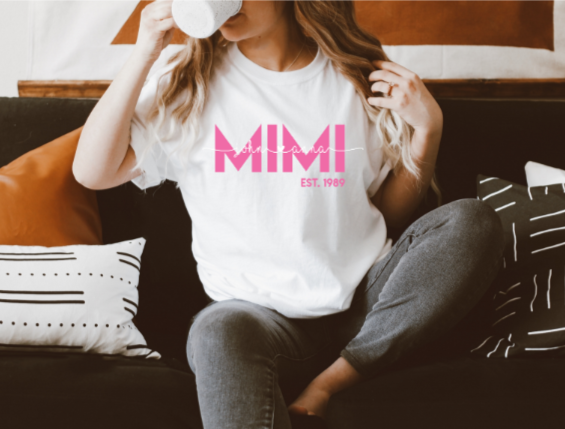 MIMI- Established "Date" Tee featuring Grandchildren's Names