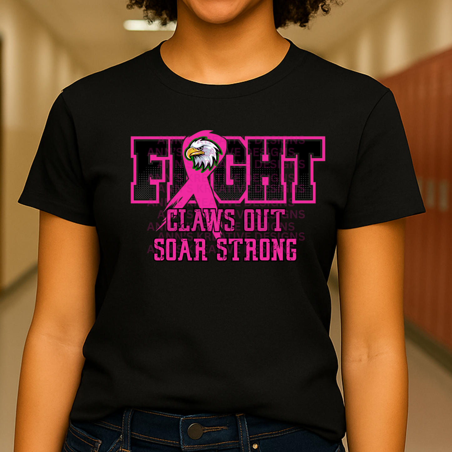 Fight Like an Eagle | Claws Out Soar Strong Breast Cancer Awareness Tee