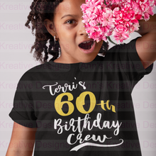 Load image into Gallery viewer, Birthday Graphic Tee - Youth Birthday Crew - Customizable
